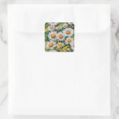 Waterverf Daisy Flowers Tuin Vierkante Sticker (Tas)