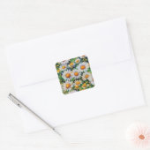 Waterverf Daisy Flowers Tuin Vierkante Sticker (Envelop)