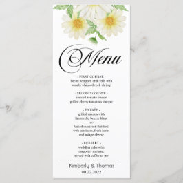 Waterverf Daisy Flowers Wedding Dinner Menu