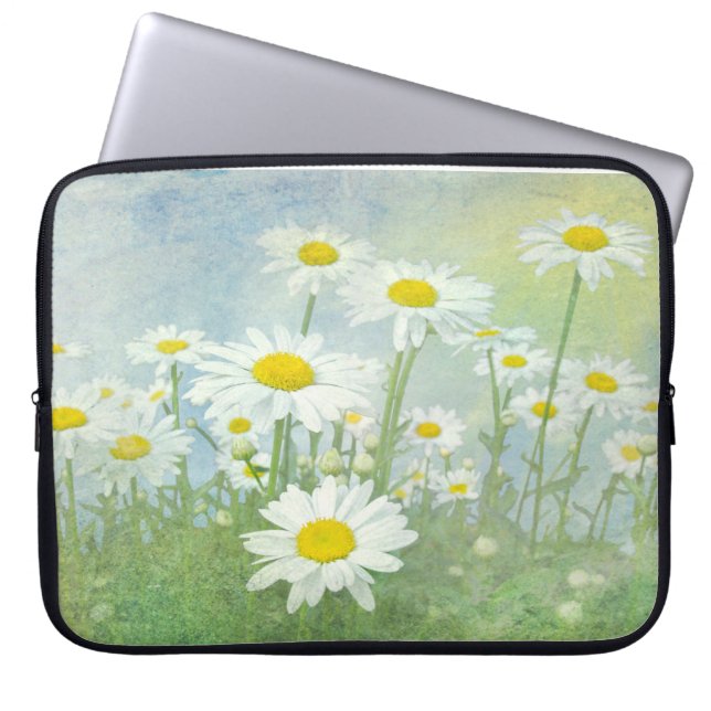 Waterverf Daisy Garden Laptop Sleeve (Voorkant)
