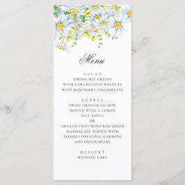 Waterverf Daisy. Kamille. Zomer bloemenbruiloft Menu