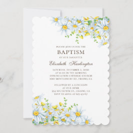 Waterverf Daisy. Landelijke bloemen. Bloemendoop Kaart