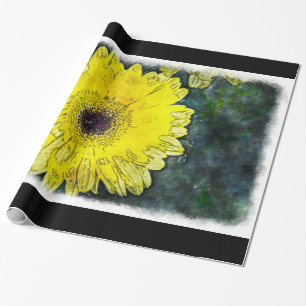 Waterverf Daisy op wit groot Cadeaupapier