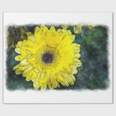 Waterverf Daisy op wit groot Cadeaupapier (Vlak)