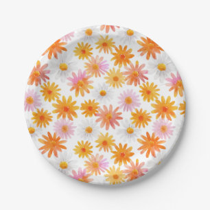 Waterverf Daisy Pattern Pastel Baby shower Papieren Bordje