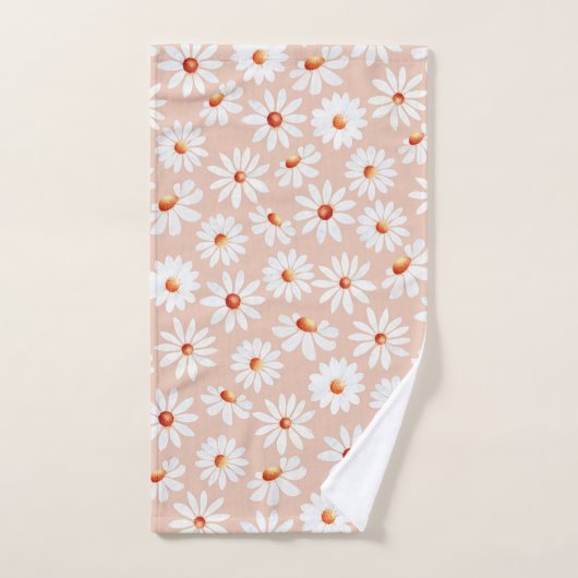 Waterverf Daisy Pattern roze Blush Background Bad Handdoek (Handdoek)