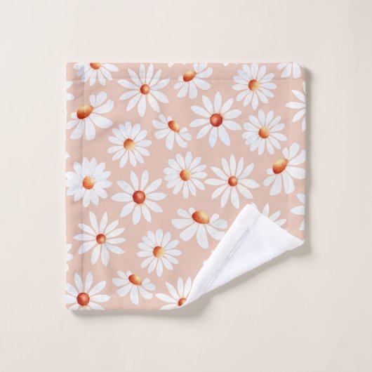 Waterverf Daisy Pattern roze Blush Background Bad Handdoek (Wasdoekje)