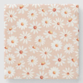 Waterverf Daisy Pattern roze Blush Background Stenen Onderzetter (Voorkant)
