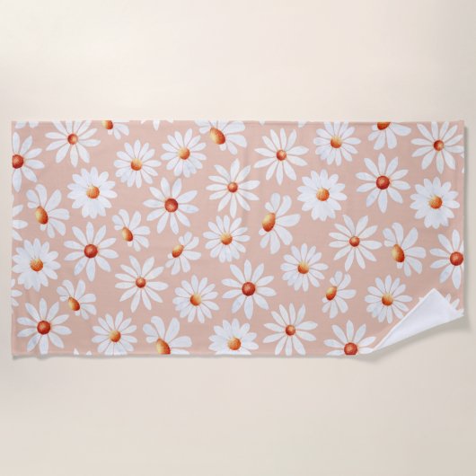 Waterverf Daisy Pattern roze Blush Background Strandlaken (Voorkant)
