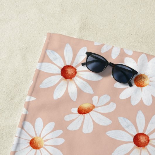 Waterverf Daisy Pattern roze Blush Background Strandlaken (In situ)