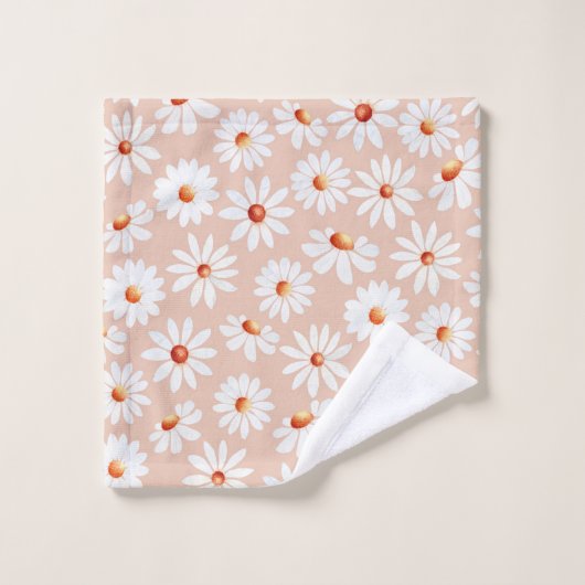 Waterverf Daisy Pattern roze Blush Background Washandje (Wasdoekje)