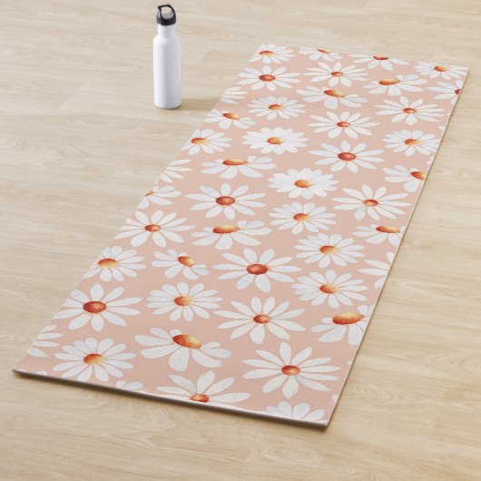 Waterverf Daisy Pattern roze Blush Background Yogamat (In situ)