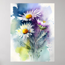 Waterverf Daisy Poster