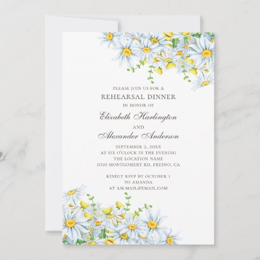 Waterverf daisy repetitie diner. kamille kaart (Voorkant)