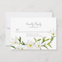 Waterverf Daisy RSVP Floral Wedding Reply Kaart