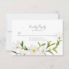 Waterverf Daisy RSVP Floral Wedding Reply Kaart