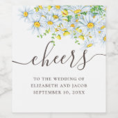 Waterverf Daisy. Rustiek bloemenschrift bruiloft Wijn Etiket (Enkel label)