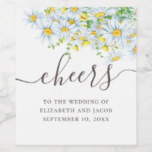 Waterverf Daisy. Rustiek bloemenschrift bruiloft