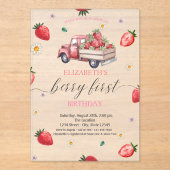 Waterverf Daisy Strawberry Truck Baby shower Acryl Uitnodigingen