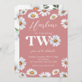 Waterverf Daisy Two Girl's 2e verjaardag Kaart (Voorkant / Achterkant)