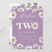 Waterverf Daisy Two Girl's 2e verjaardag Kaart (Voorkant / Achterkant)