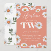 Waterverf Daisy Two Girl's 2e verjaardag Kaart (Voorkant / Achterkant)