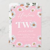 Waterverf Daisy Two Girl's 2e verjaardag Kaart (Voorkant / Achterkant)