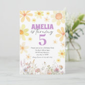 Waterverf Daisy Verjaardagsuitnodiging Alle leefti Kaart (Staand voorkant)