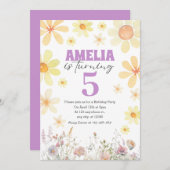 Waterverf Daisy Verjaardagsuitnodiging Alle leefti Kaart (Voorkant / Achterkant)