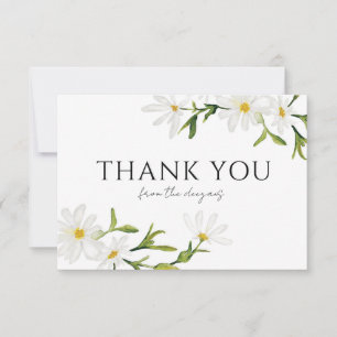 Waterverf Daisy Wedding Floral Hartelijk dank Bedankkaart