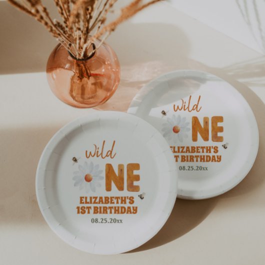 Waterverf Daisy Wild Een 1e verjaardag meisje Papieren Bordje