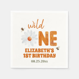 Waterverf Daisy Wild Een 1e verjaardag meisje Servet