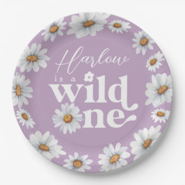 Waterverf Daisy Wild One Girl's eerste verjaardag Papieren Bordje
