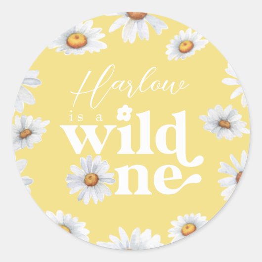Waterverf Daisy Wild One Girl's eerste verjaardag Ronde Sticker (Voorkant)