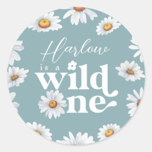 Waterverf Daisy Wild One Girl's eerste verjaardag Ronde Sticker