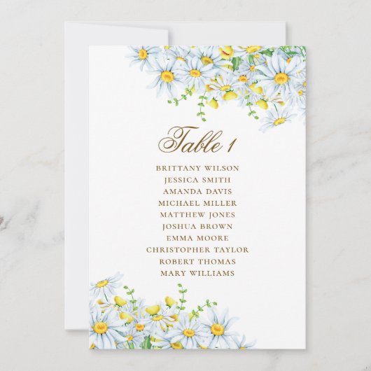 Waterverf daisy zitkaart. Bloemenbruiloft Kaart (Voorkant)