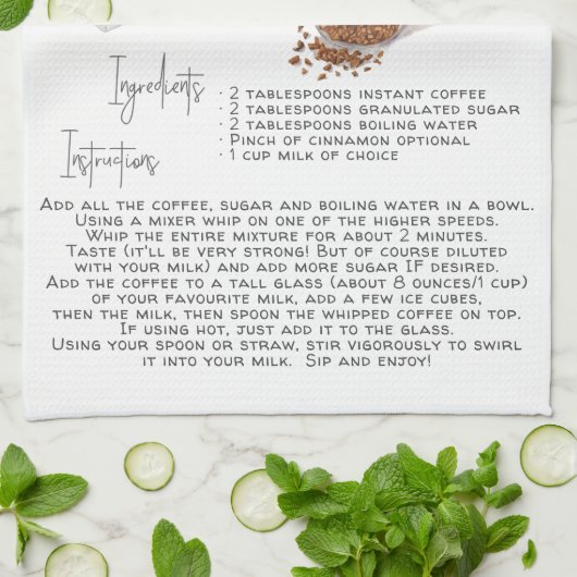 Waterverf Dalgona Coffee Recipe Tea Towels Theedoek (Gevouwen)