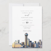 Waterverf Dallas Texas Skyline Wedding Uitnodiging (Voorkant)