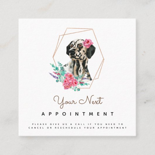 Waterverf Dalmatian Dog Pet Appointinder Vierkante Visitekaartje (Voorkant)