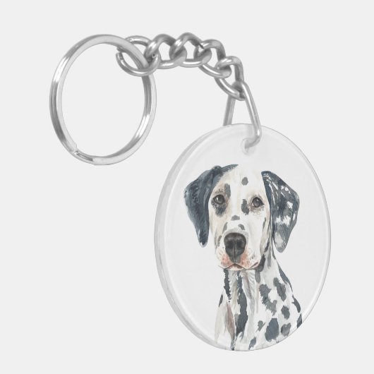 Waterverf Dalmatiër Sleutelhanger (Voorkant Links)