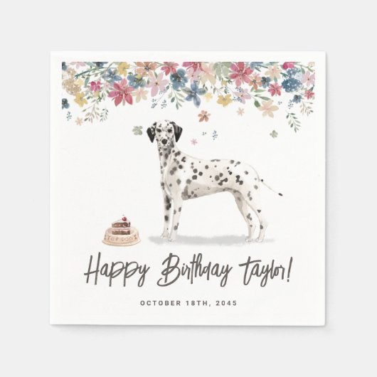 Waterverf Dalmatische Hond Verjaardagsfeest Bedank Servet (Voorkant)