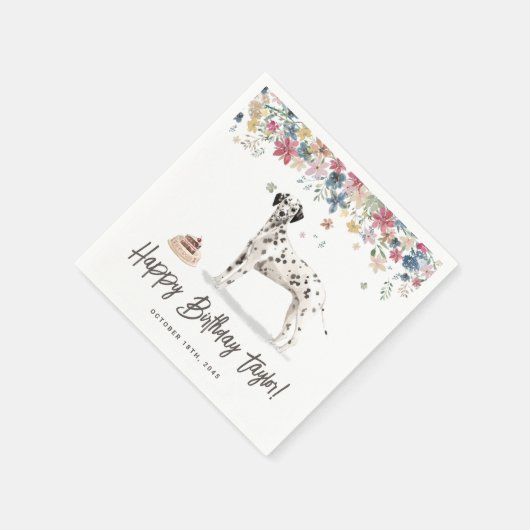 Waterverf Dalmatische Hond Verjaardagsfeest Bedank Servet (Hoek)