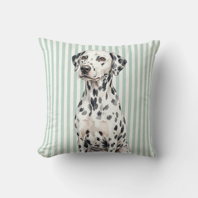 Waterverf Dalmatische Hond Worp Kussen (Voorkant)