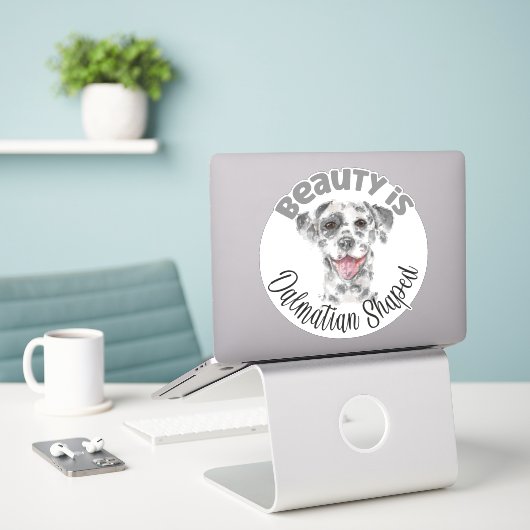 Waterverf Dalmatische hondenportret Sticker (Laptop op bureau)