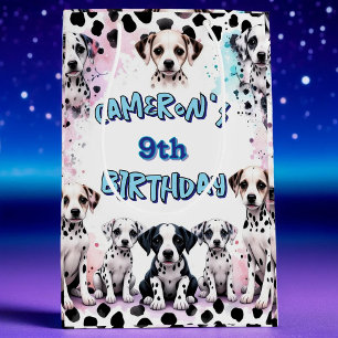 Waterverf Dalmatische puppy verjaardagsfeestje Medium Cadeauzakje