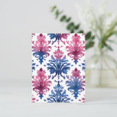 Waterverf Damask Feestdagenkaart (Staand voorkant)