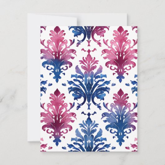 Waterverf Damask Feestdagenkaart (Voorkant)