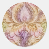Waterverf Damask Ronde Sticker (Voorkant)