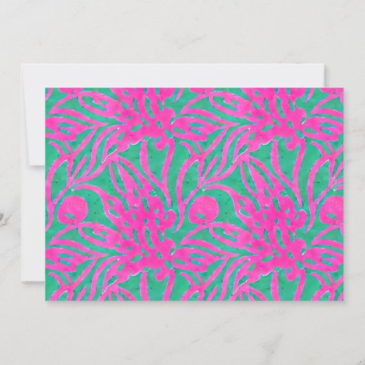 Waterverf Damast Blauw Algemeen Feest Kaart (Achterkant)