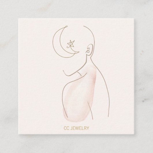 Waterverf Dame Handgemaakte Sieraden Oorbellen Dis Vierkante Visitekaartje (Voorkant)